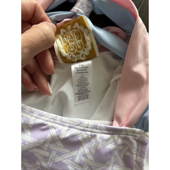 The Beaufort Bonnet Company 4T Seabrook Club Cane Purple One Piece Swimsuit - Picture 9 of 9